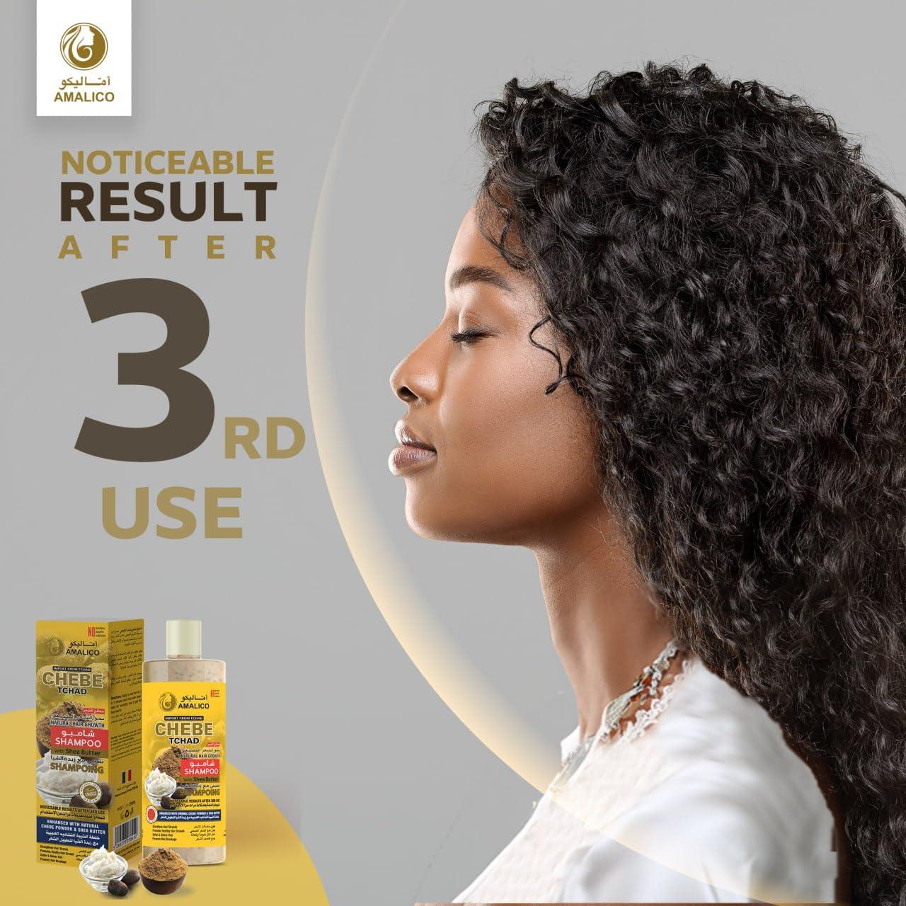 AMALICO Sulfate Free Shampoo with Chebe Powder and Shea Butter (16.9 OZ) Hair Shampoo for Hair Growth and Anti-dandruff Shampoo