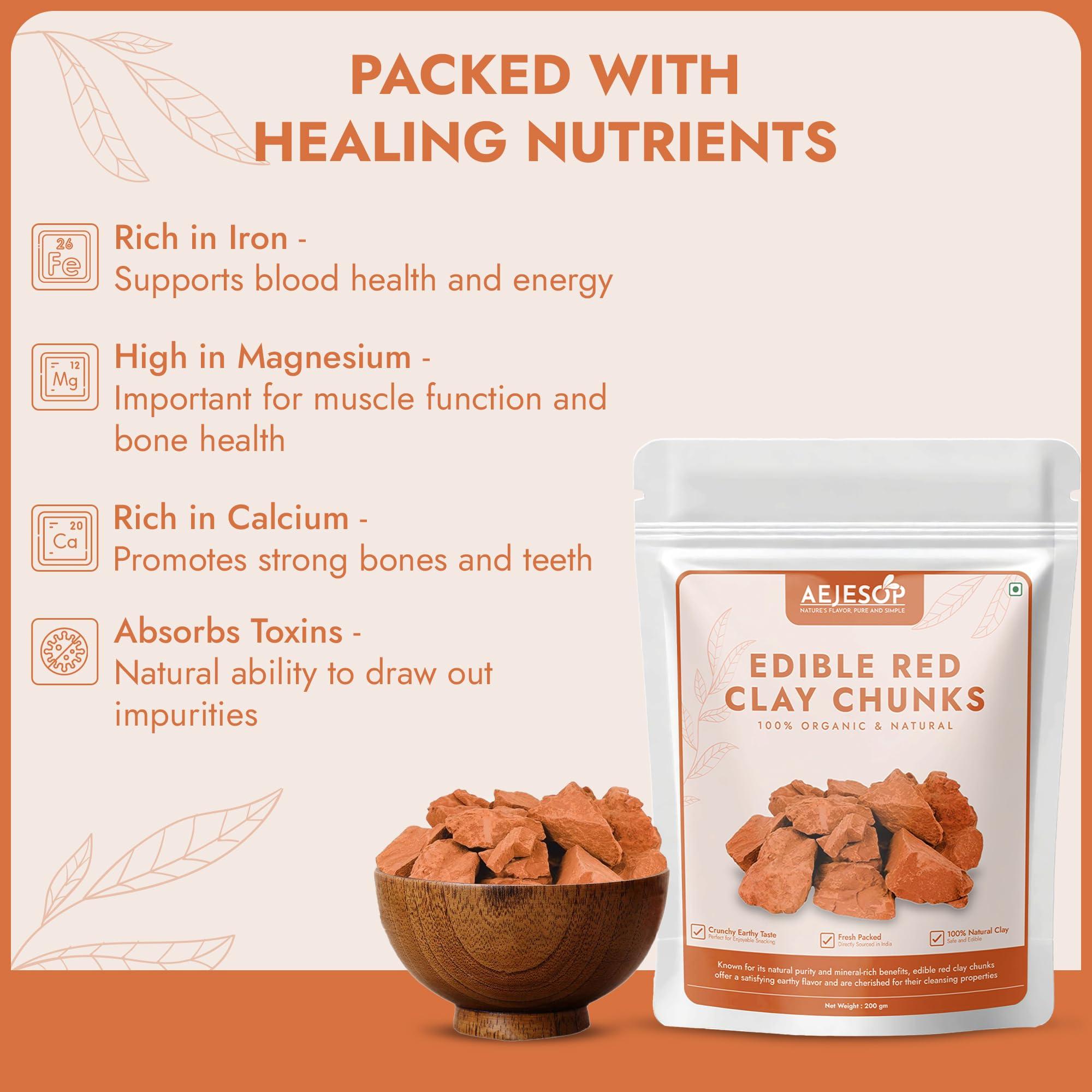 AEJESOP AEJESOP Red Clay, Edible Clay Chunks, Natural Clay, Organic Clay, Clay Mask, Natural Mud Mask - wt. 7 oz (200gm)