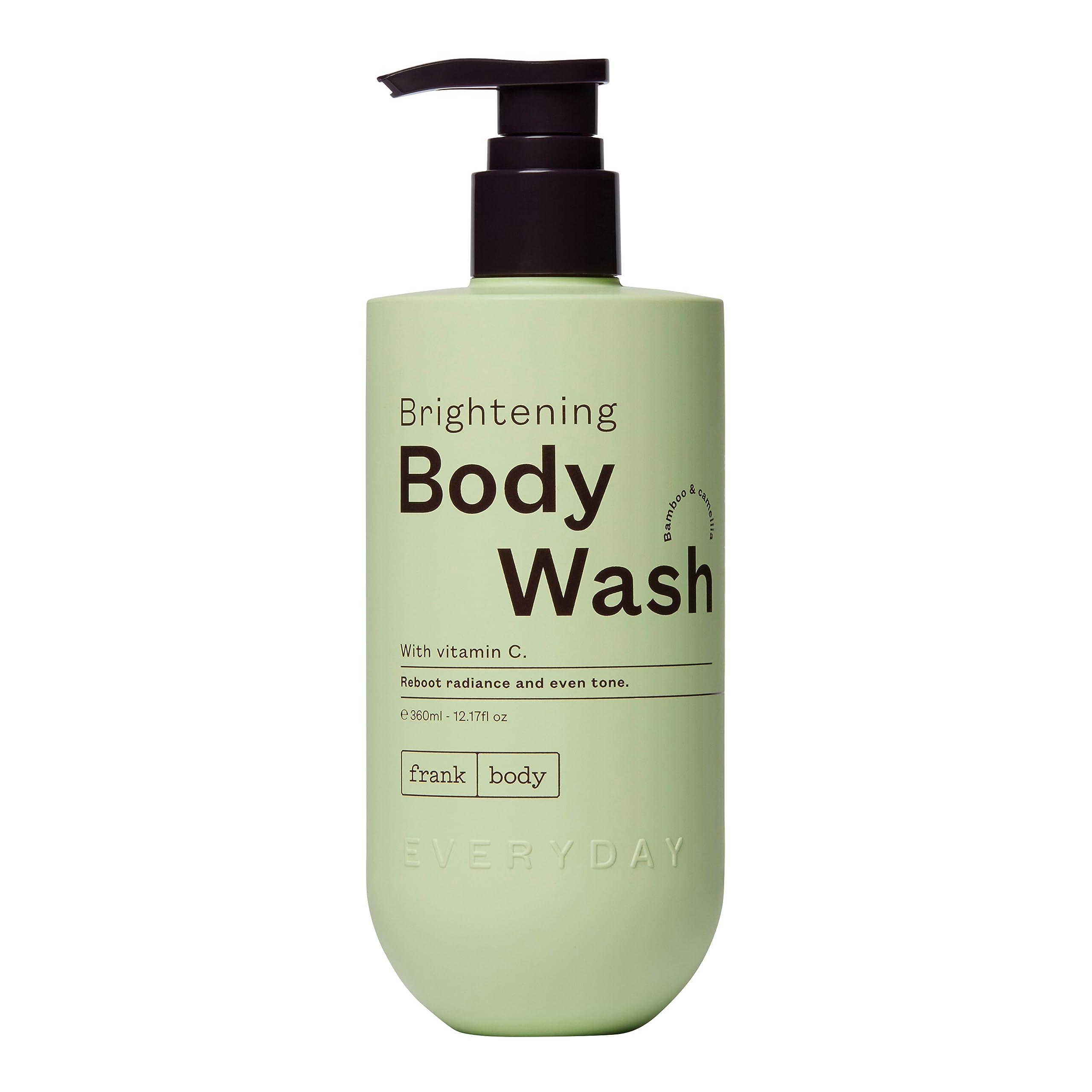 frank body frank body Brightening Body Wash | Vegan & Cruelty Free | Evens Tone & Brightens Complexion | Made with Vitamin B & C, Kakadu Plum and Pomegranate | Bamboo & Camellia Scent | (360 mL / 12.17 fl oz)