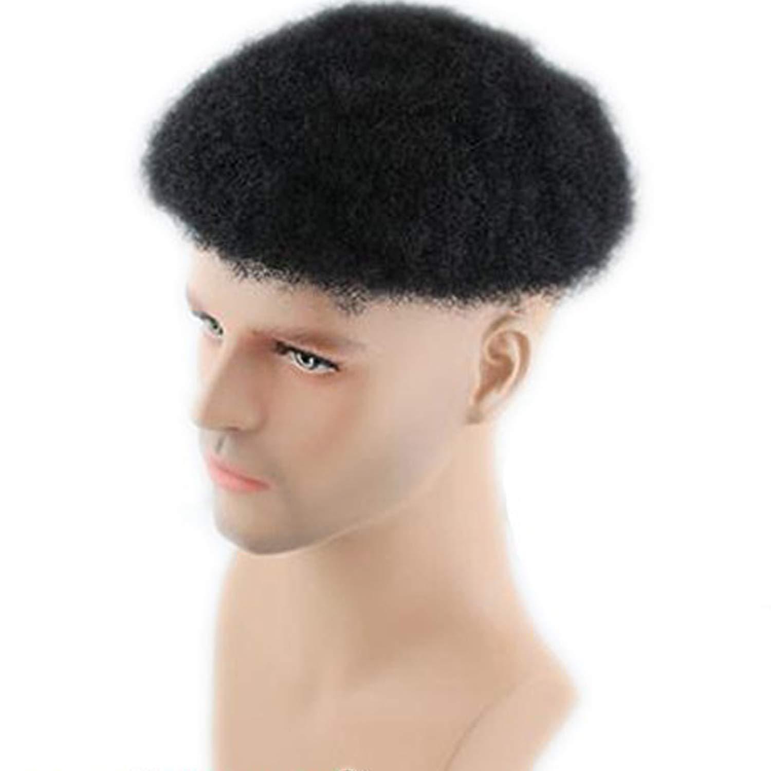 Voloria Voloria Rossy&Nancy Brazilian Virgin Human Hair Afro Curl Toupee 10x8inch for Black Men with Men Hair System Human Hair #1 Jet Black