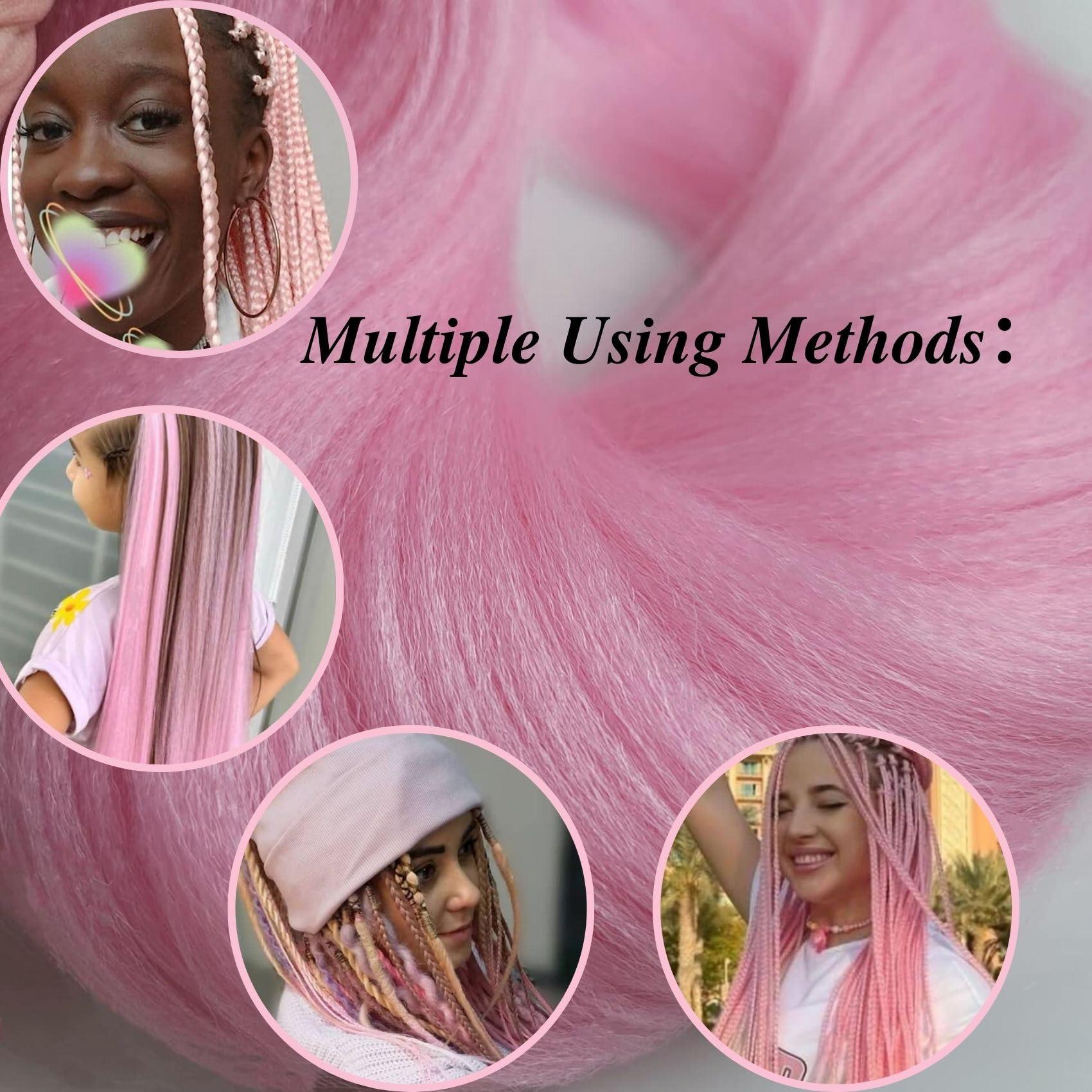 Leticia Pink Braiding Hair Pre Stretched Braid in Hair Extensions Pink Hair Braids