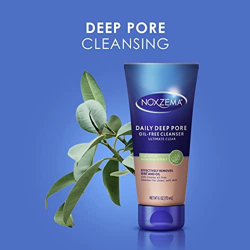 Noxzema Noxzema Ultimate Clear Daily Deep Pore Oil-Free Cleanser for Soft, Smooth Skin - Noxzema Daily Face Wash for Women and Men, Noxzema Facial Cleanser for Acne Prone Skin, 6 Oz Ea (Pack of 2)