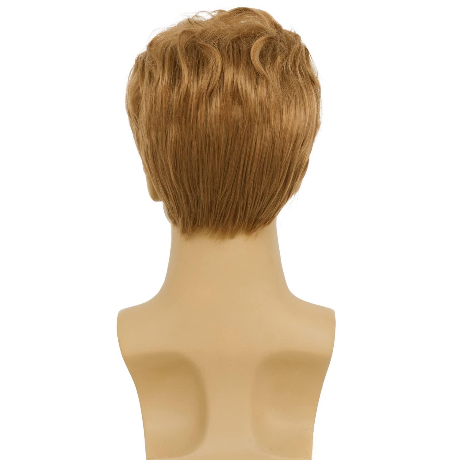 Tseses Tseses Curly Blonde Short Wigs for Men Fluffy Natural Layered Synthetic Blonde Wig Halloween Cosplay Hair Wig for Male Guy (Blonde)