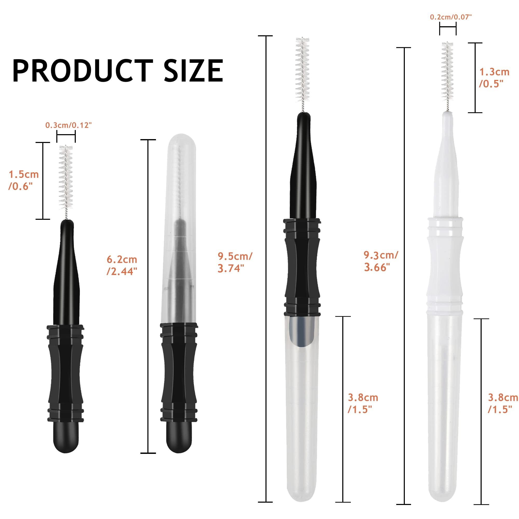 LONCHDAN 60 Pcs Micro Eyebrow Brush With Cap Micro Brow Brush Eyebrow Lamination Brush 2 Size Eyebrow Spoolie Brush Tools Portable Spooly Brushes Mascara Lash Brush for Eyelash Lift Extensions(2 Size)