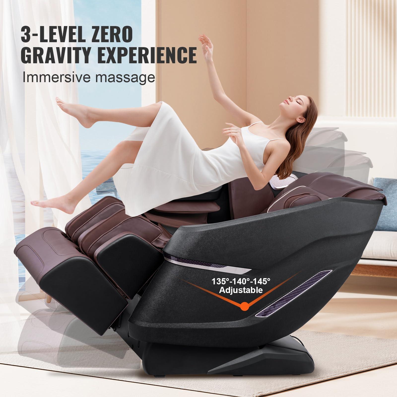 VEVOR VEVOR Full Body Massage Chair, SL-Track Zero Gravity Massage Recliner, 4D Shiatsu, Body Scan, Heating, Bluetooth Speaker, Airbags for Living Room, Home