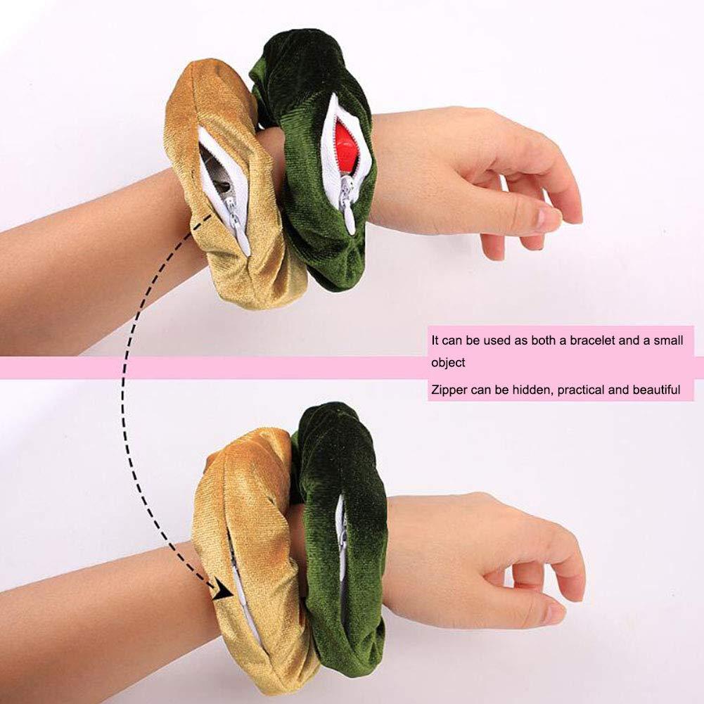 Fifwumang Premium Velvet Scrunchie with Zipper Pocket - 10 Pcs Scrunchy Hidden Hair Scrunchie Ponytail Holder Elastic Bands Gift for Friend (10PACK) Multicolor