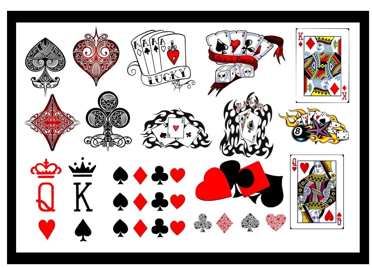 KazCreations Las Vegas Casino Cards Collections (Playing Cards Temporary Tattoos)