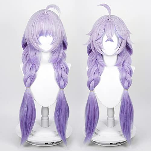 Aicos Aicos Purple Anime Wig with Double Braid, Long Cosplay Wig with Bangs, Heat Resistant Hair Wig for Women