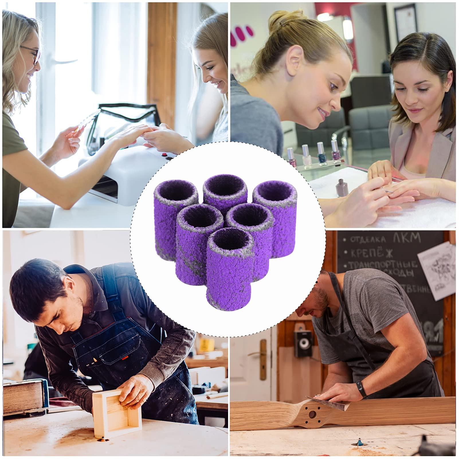 HEALLILY 100pcs Manicure Circle Sandpaper Cloth Purple Manicure Tools