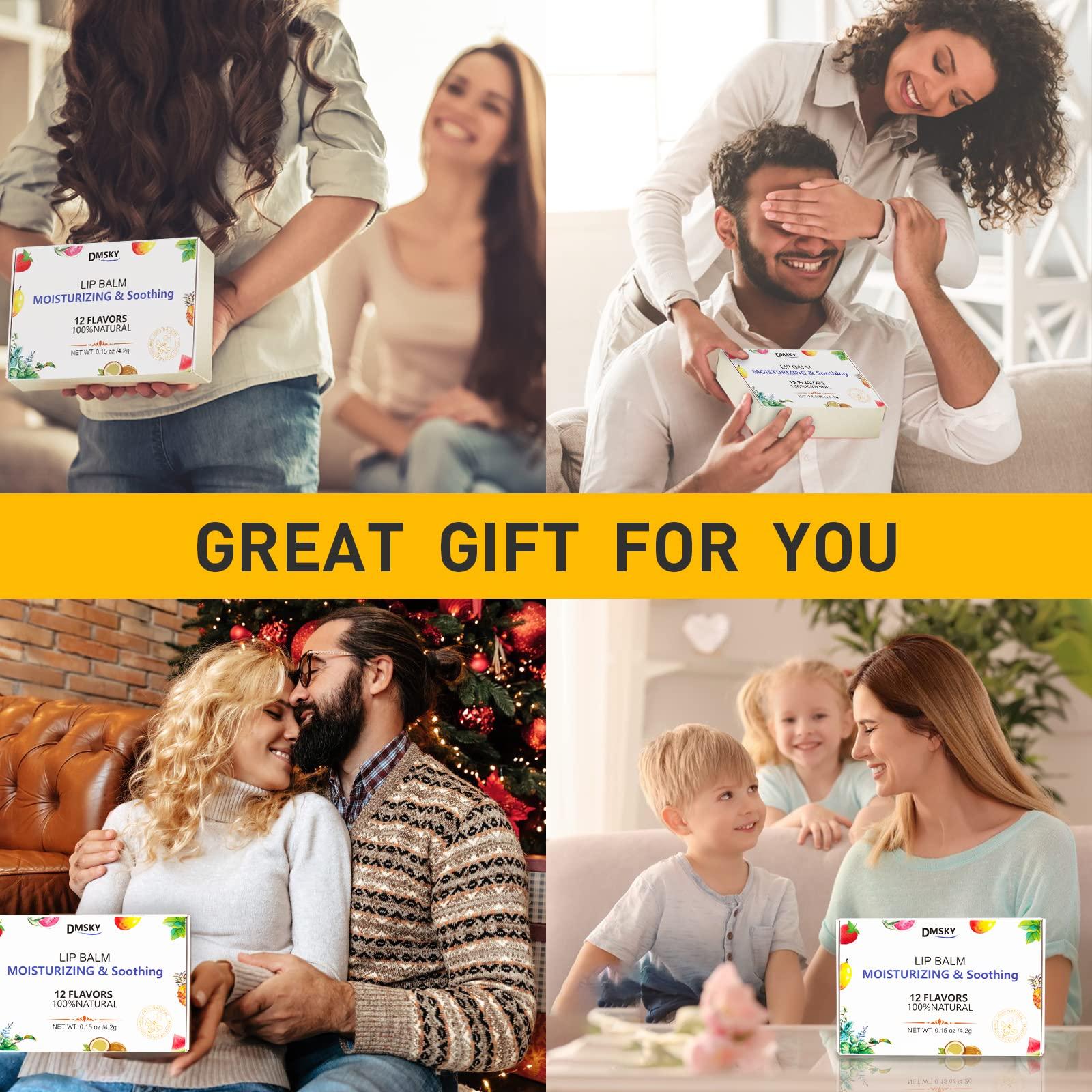 Dmsky DMSKY 24 Pack Lip Balm, Natural Lip Balm Bulk with Vitamin E and Coconut Oil, Moisturizing Lip Balm for Chapped Lips, Bulk Lip Balm for Women-12 Flavors