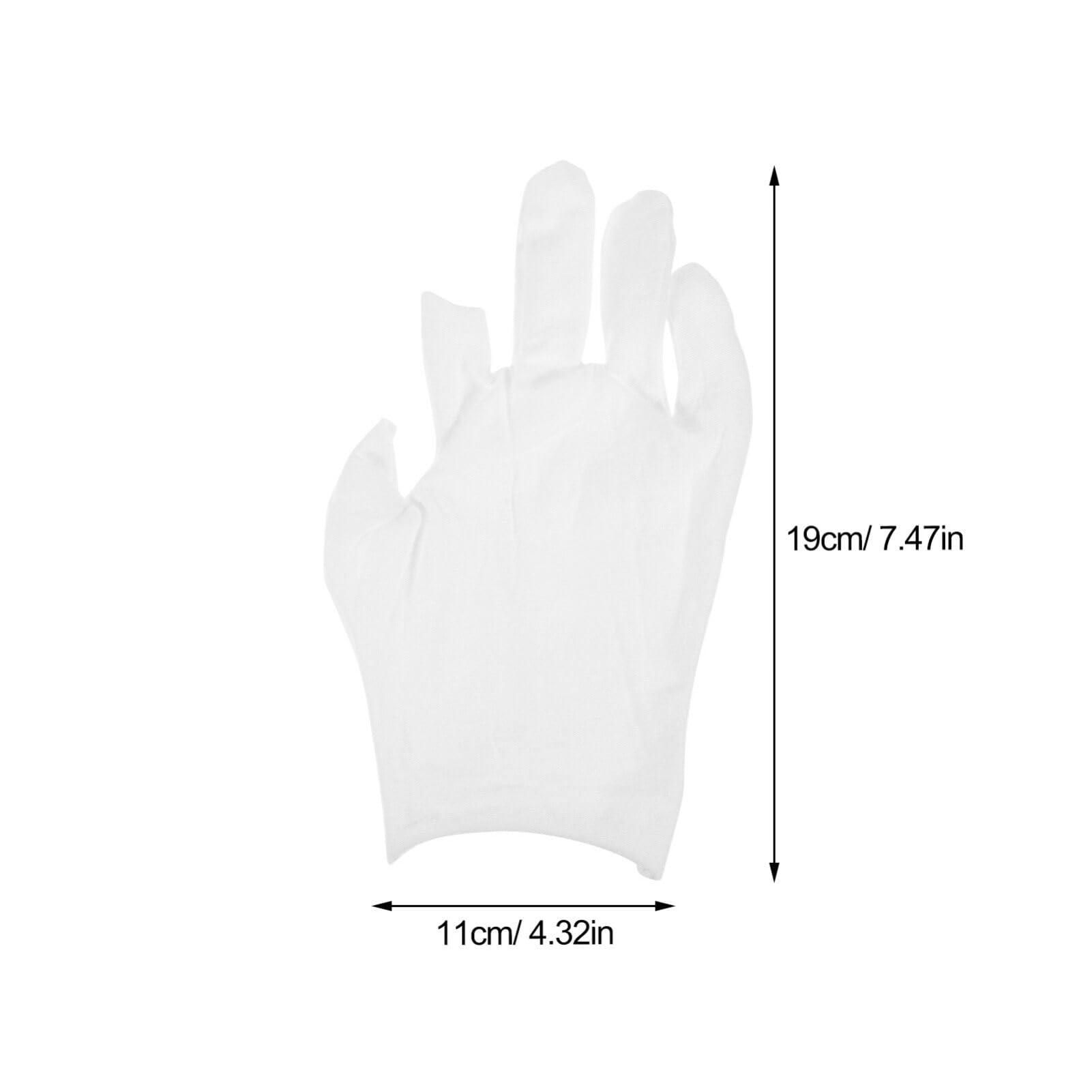 FOMIYES FOMIYES Moisturizing Overnight Gloves, 12 Pairs Work Cotton Gloves Cosmetic Hand Spa Gloves Jewelry Inspection Gloves Coin Gloves for Dry Hands White