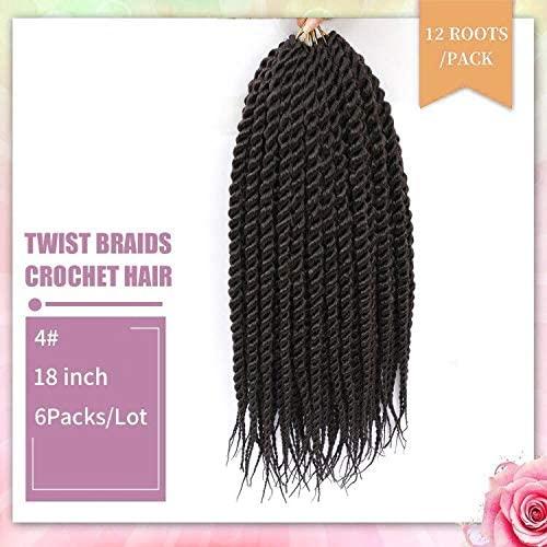 Admutty Havana Twist Crochet Hair 6 Packs 22 inch Crochet Braids Senegalese Twist crochet Hair Jumbo Havana Twist Crochet Braids(4#)