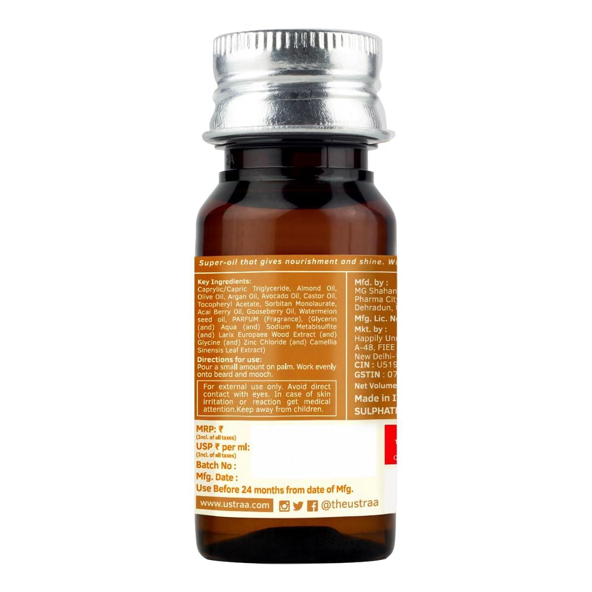 Ustraa Ustraa Beard Growth Oil - 1.18 Oz - More Beard Growth, With Redensyl, 8 Natural Oils including Jojoba Oil, Vitamin E, Nourishment & Strengthening, No Harmful Chemicals