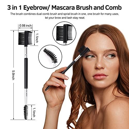 MUIIGOOD Eyelash Curlers Kit for Women w Lash Curler, Eyelash Comb Seperator, 3 in1 Mascara Brushes, Eyelash Extension Tweezers, Foldable Eyebrow Brush and Comb, 10 Silicone Refills Pads for Natural Eyelashes