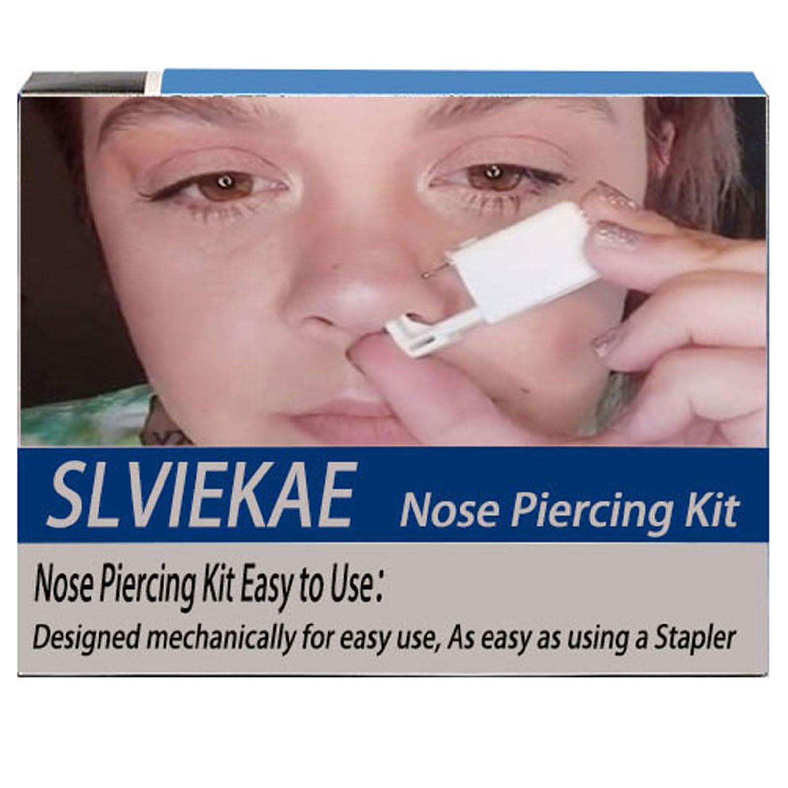 SLVIEKAE Nose Piercing Kit, SLVIEKAE Self Nose Piercing Gun Nose Piercing Kit Tool Disposable Piercing Kit (White)
