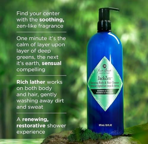 Jack Black Jack Black JackZen Renewing Body & Hair Cleanser, 3 Fl Oz Bamboo & Violet Mens Body Wash, Mens Shampoo, Skin Care, Hair Care, Dual-Purpose Body Wash Men, SulfateFree