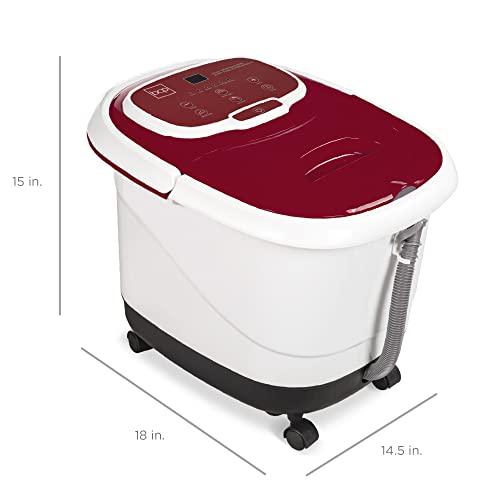 Best Choice Products Best Choice Products Motorized Foot Spa Bath Massager, Adjustable Waterfall Shower & Fast Heating, Automatic Shiatsu Pedicure Massage, Pumice Stone, Rollers to Relieve Feet Muscle Pain - Burgundy