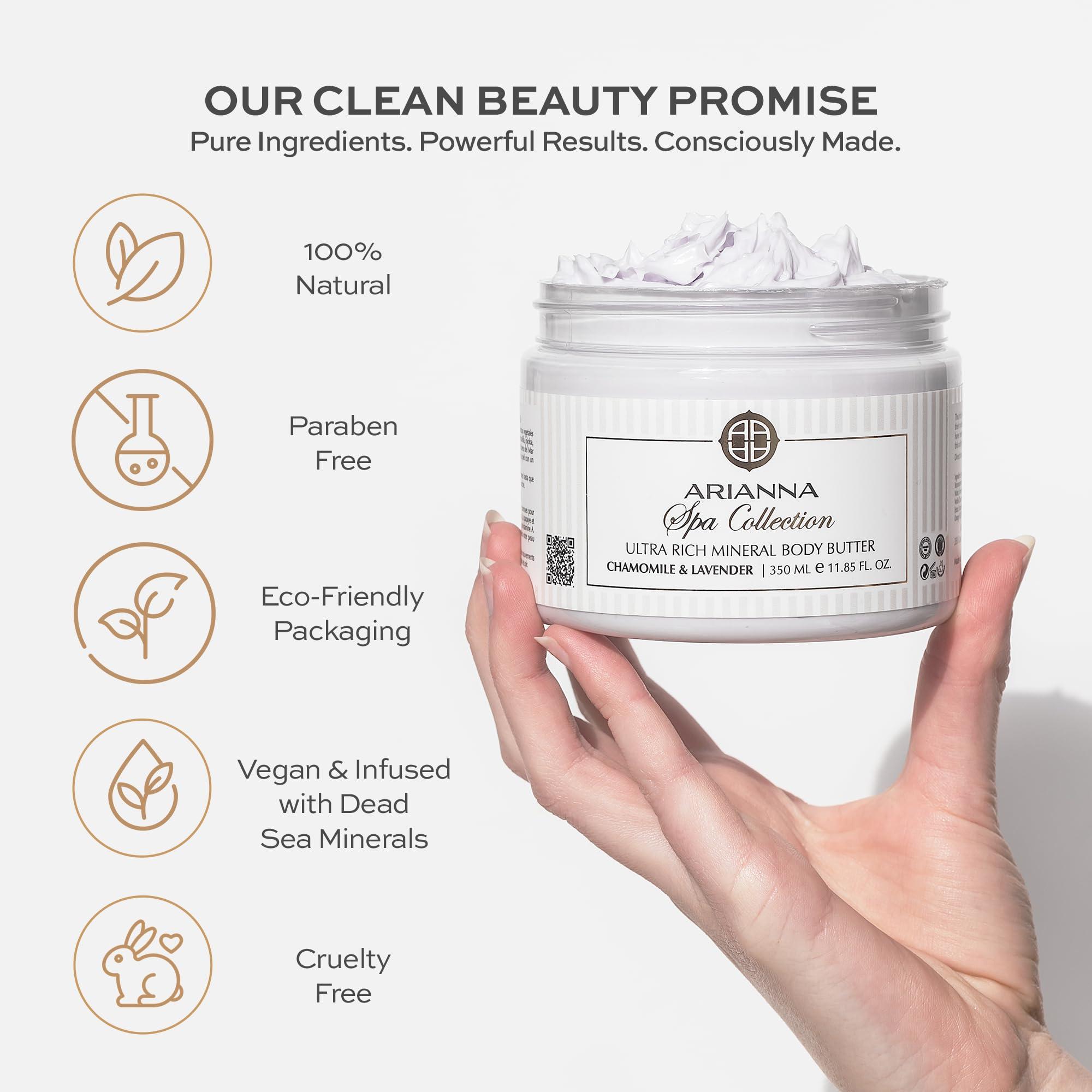 ARIANNA ARIANNA-SKINCARE Ultra Rich Mineral Body Butter Dead Sea Body Butter For Dry Skin Repair Rich Vegan Hydrating Moisturizer (Milk & Honey)