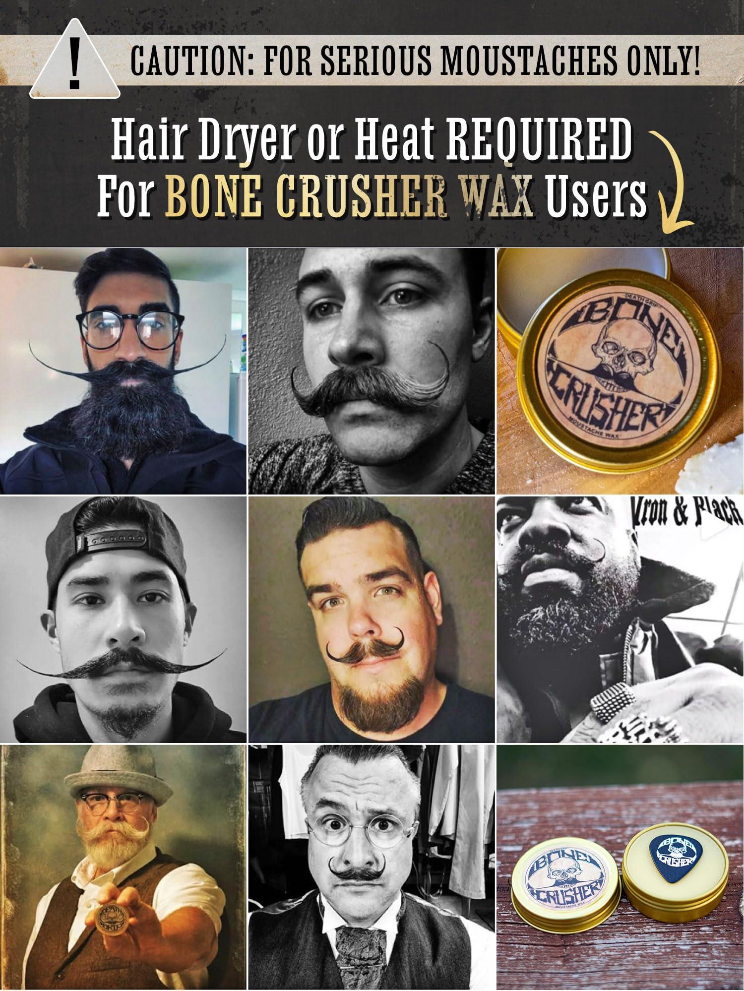 THE VINTAGE GROOMING CO. Mustache Wax Extra Strong Hold | 1oz Bone Crusher Moustache & Beard Wax Tin | Grooming For Men | Perfect For Dali Curly English Handlebar Mustaches By Death Grip | Heat Source Required