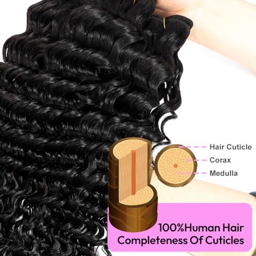 Uesoels Deep Wave Human Hair Bundles 30 Inch Bundles Human Hair Brazilian Virgin Weave Bundles Human Hair Unprocessed Brazilian Virgin Weave Bundles