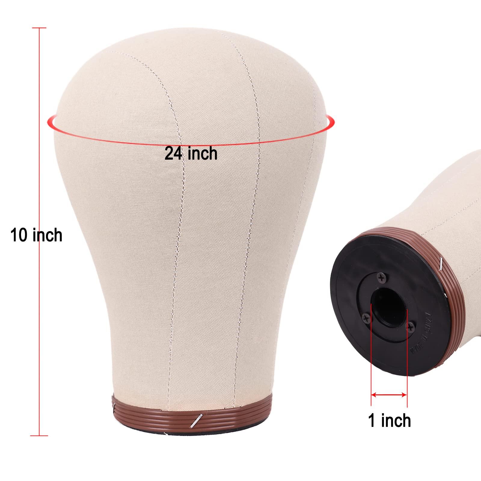 MapofBeauty MapofBeauty 24 Inch Wig Head Cork Canvas Block Head for Making Wigs Mannequin Head With Stand Head Pins (Brown)