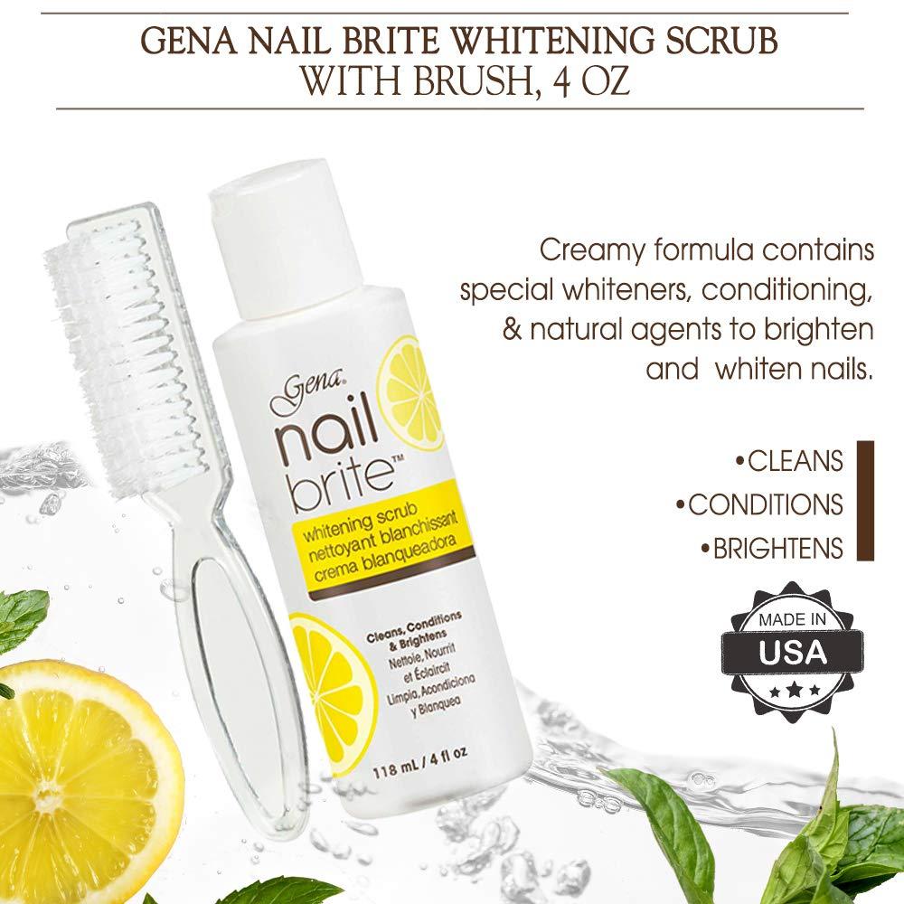Gena Gena Nail Brite Whitening Scrub with Brush, Cleans Conditions & Brightens Nails, 4 oz