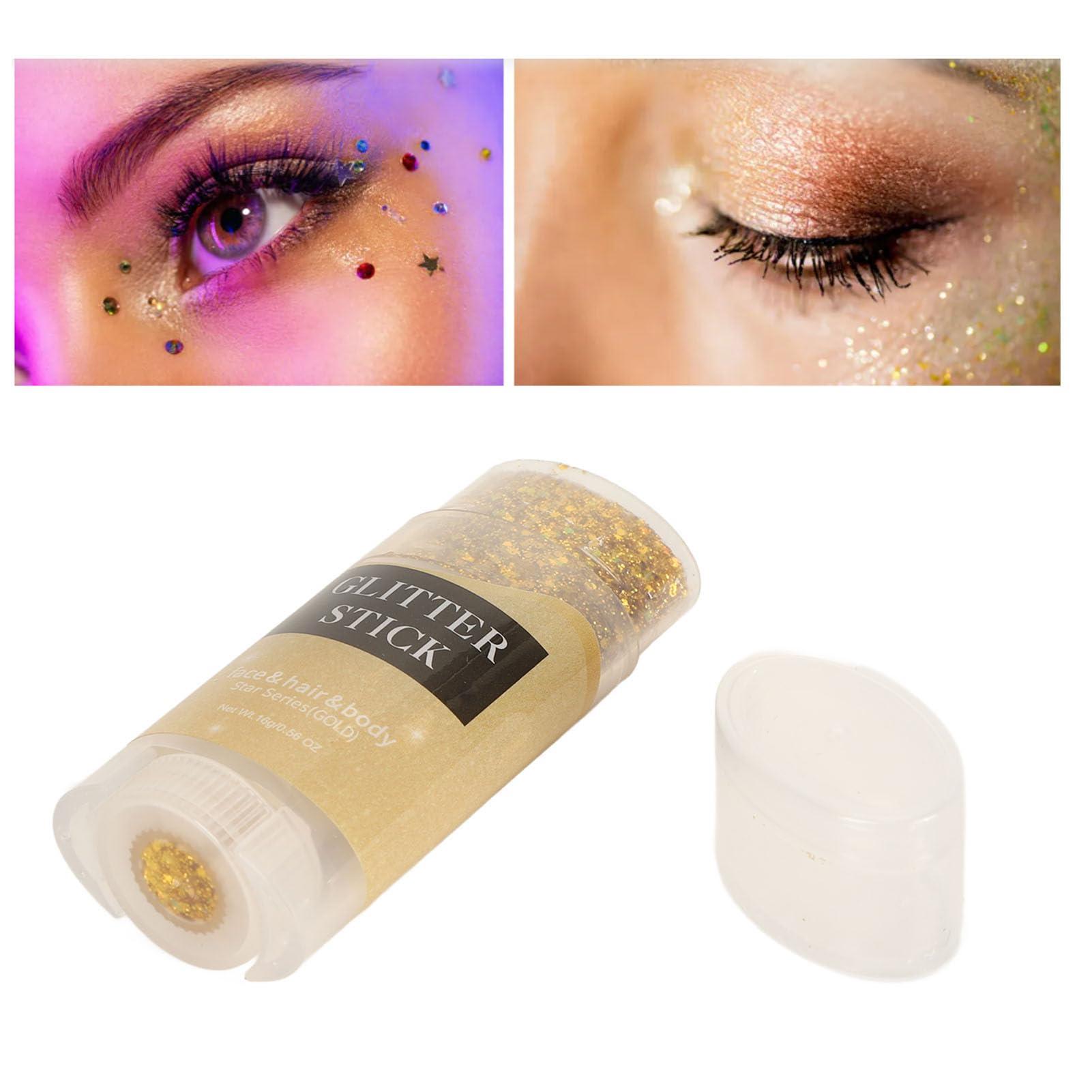 ZAICOLER Glitter Stick, Hair Glitter Gold Body Glitter Stick Safe Holographic Sequins Paint Sparkling Face Glitter Gel Makeup Body Glitter for Face Body Hair Eyes Lip 0.6oz