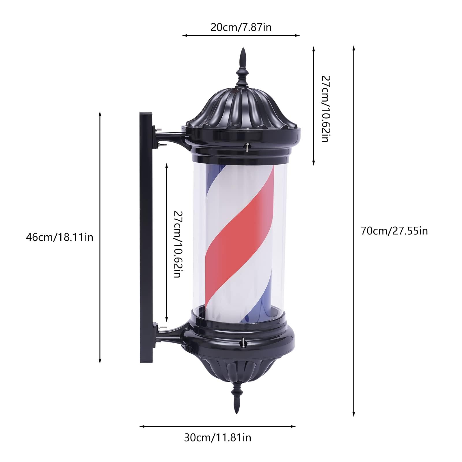 LUOSHALIYA 27.55in(H) Barber Pole Light, Hair Salon Rotating Red White Blue LED Strips Save Energy Light, Wall-Mounted Barber Shop Open Sign, Lamp Power 20W