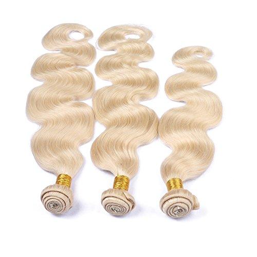 Tony beauty hair Tony Beauty Hair Russian Virgin Human Hair Bundles 3Pcs Blonde #613 Body Wave Wavy Hair Weaves Blonde Hair Extensions (16inch 16inch 16inch)