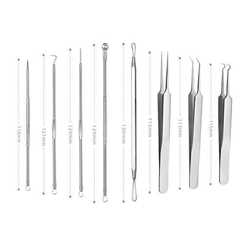 Pinkiou Pinkiou Blackhead Removers Comedone Pimple Popper Tool Acne Extractors Blemish Remover Ingrown Hair Tweezers Removal Kit Whitehead Remover Zit Treatment Skincare Tools for Face Nose, 8-in-1