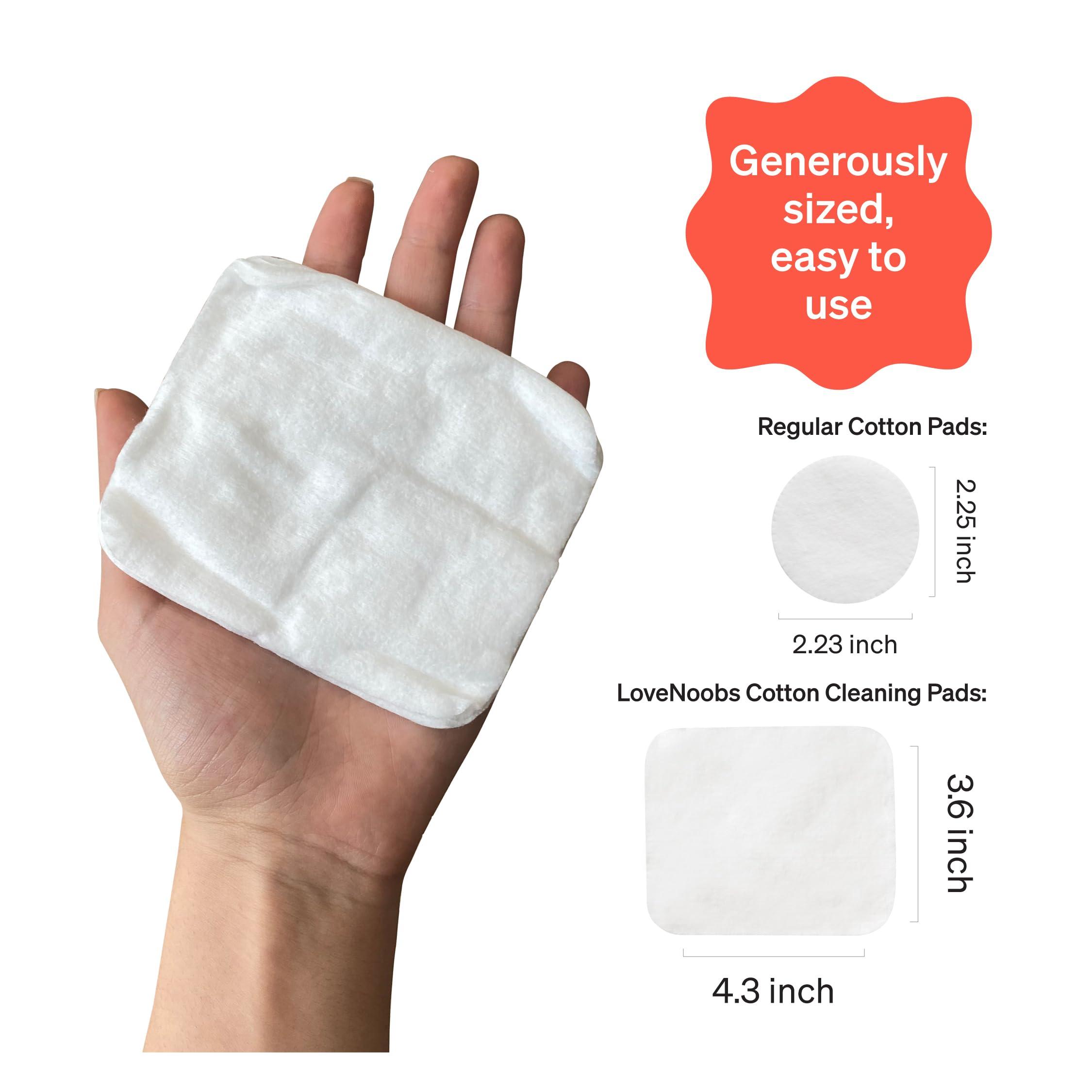 Love Noobs Baby Cotton Pads for Diaper Change by LoveNoobs, 360 Count, Ultra Soft 100% Organic Extra Large Cotton Pads for Baby Sensitive Skin, Lint-Free Premium Jumbo Size Cotton Pads, 100% Cotton Squares