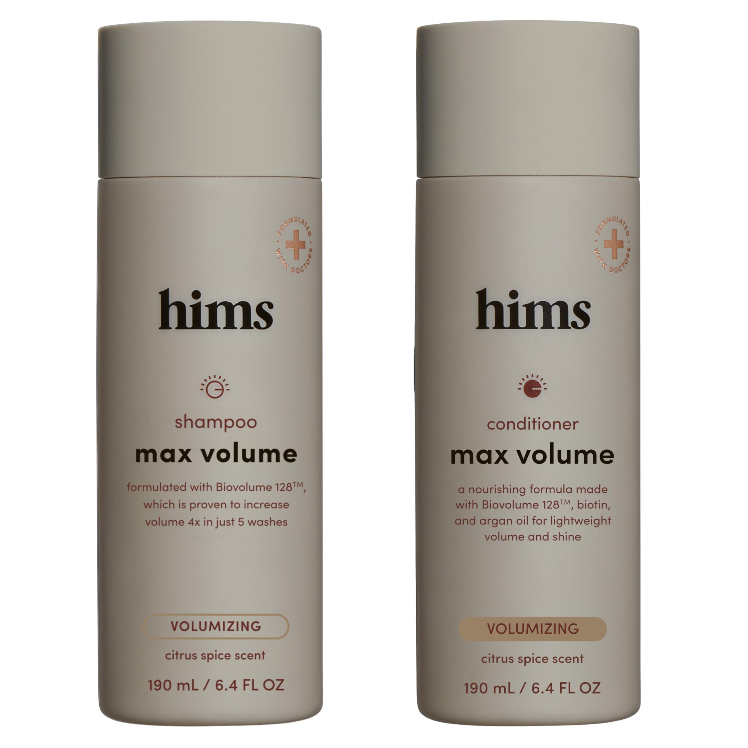 HIMS & HERS Hims Max Volume Shampoo & Conditioner Pack - Volumizing Shampoo and Conditioner for Men - Citrus Spice - Men\'s Natural Shampoo & Conditioner - 2 x 6.4 fl oz Bottles