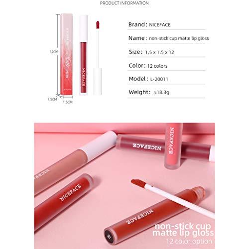FeiFei66 FeiFei66 12Color Velvet Matte Lip Gloss Waterproof Long Lasting Liquid Mouth Lipstick for Womens Beauty Makeup, 4ml (A)