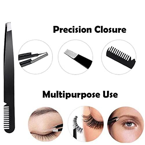 DELAYNOMORE77 Eyebrow Razor Kit, 6 in 1 Professional Eyebrow Grooming Set for Women and Men, Including 3 Eyebrow Razors Trimmer,1 Tweezer,1 Scissor,1 Eyelashes Roller,1 Storage Bag
