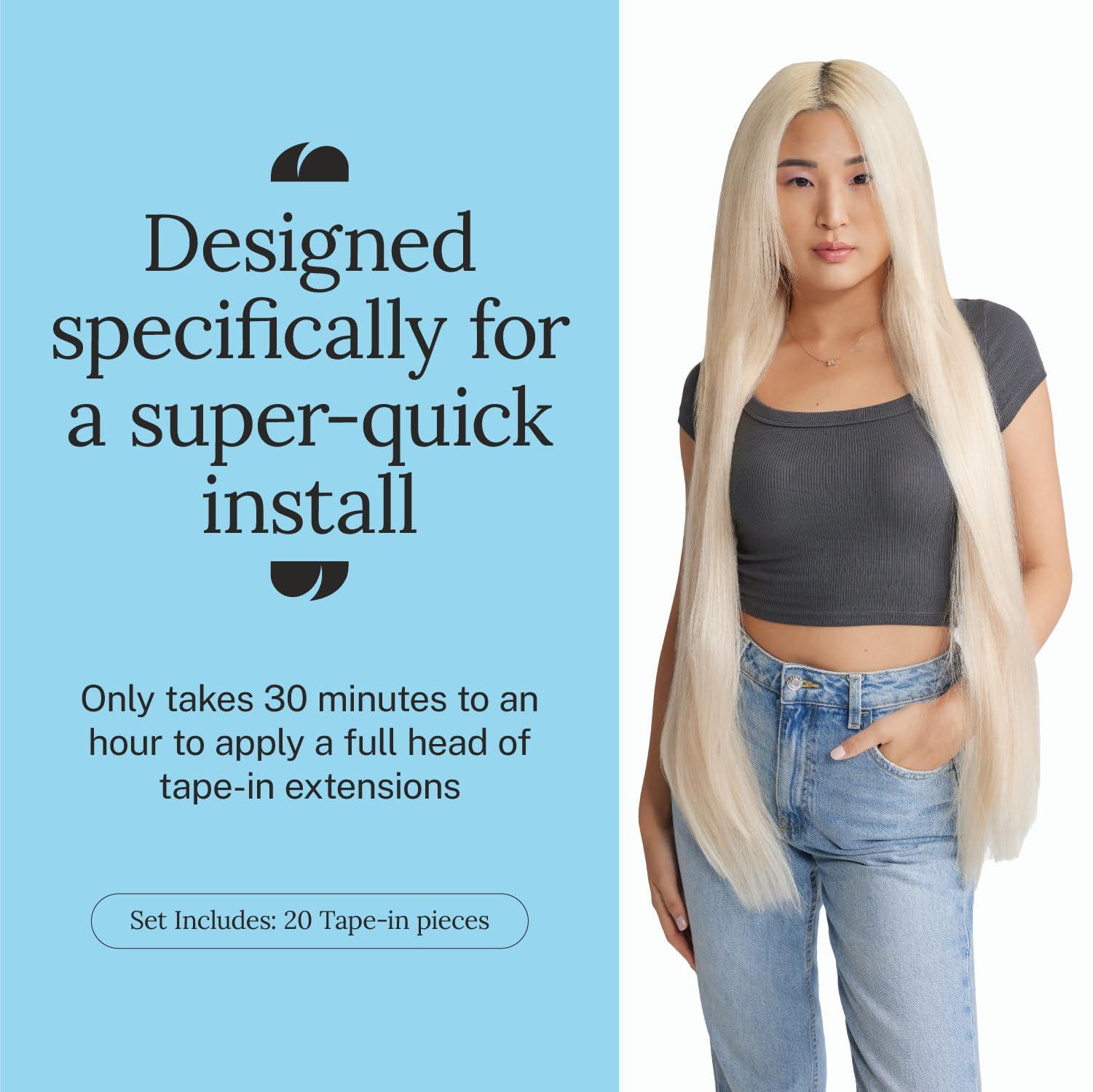 Zala Zala Tape In Hair Extensions - Premium Human Remy Hair Extensions with Easy Installation - Uses Lightweight, Non-Damaging Tape Adhesive Tabs - Ice Queen Platinum (52g / 20 inch)