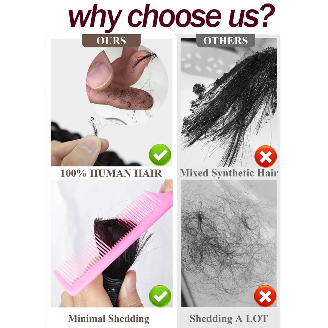 Beaushine Beaushine Human Braiding Hair for Boho Braids, Color 4 Deep Wave Bulk Human Hair for Braiding,22 inch,100g, 12A Grade Chocolate Brown Deep Curly Boho Braids Human Hair