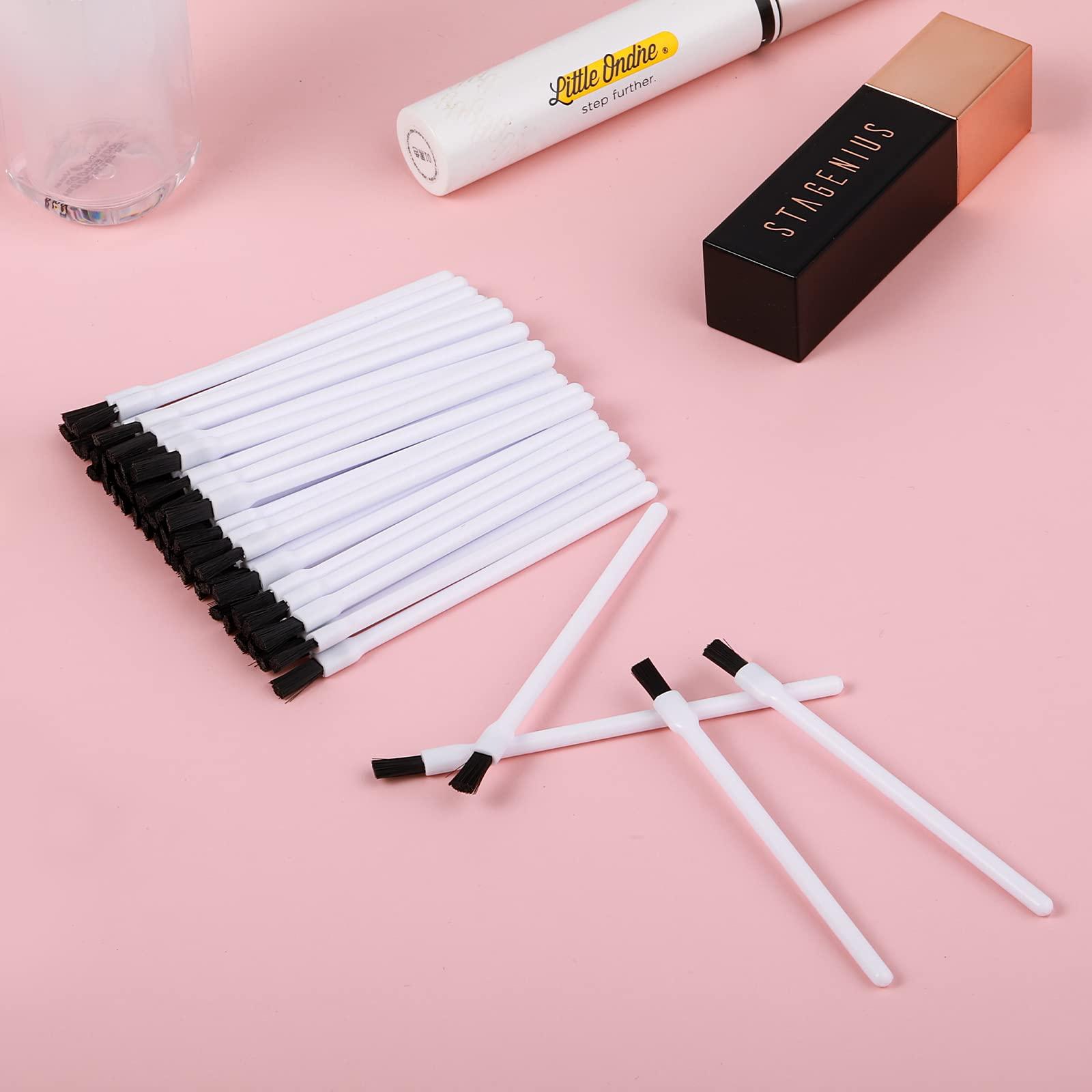 Prasacco 50 Pcs Disposable Lip Brushes Nail Polish Brushes Lip Gloss Applicators Lipstick Wands Makeup Cosmetic Tools, White