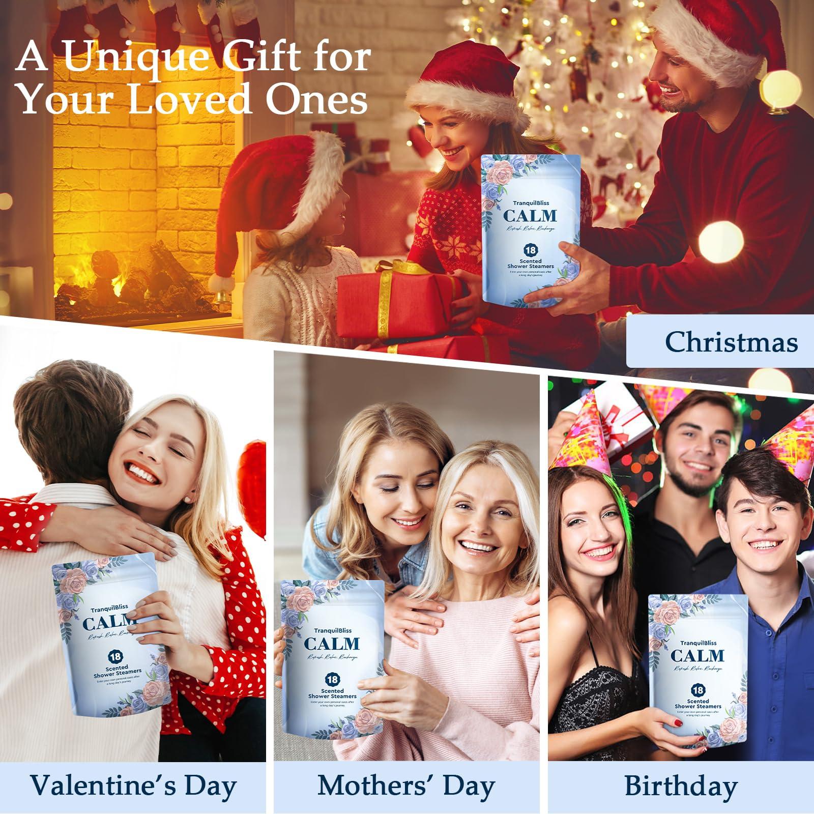 TranquilBliss TranquilBliss Shower Steamers, 18 PCS Set, Self Care Relaxation Shower Tablets with Shea Butter, Shower Bombs, Christmas Gift Ideas for Women, Men, Mother, Wife