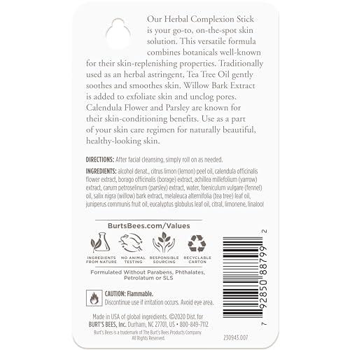 Burt's Bees Burt\'s Bees Herbal Blemish Stick, 0.26 Fl Oz (Pack of 2), Tea Tree Oil Infused, Soothing, Exfoliating, Cleansing, Unisex