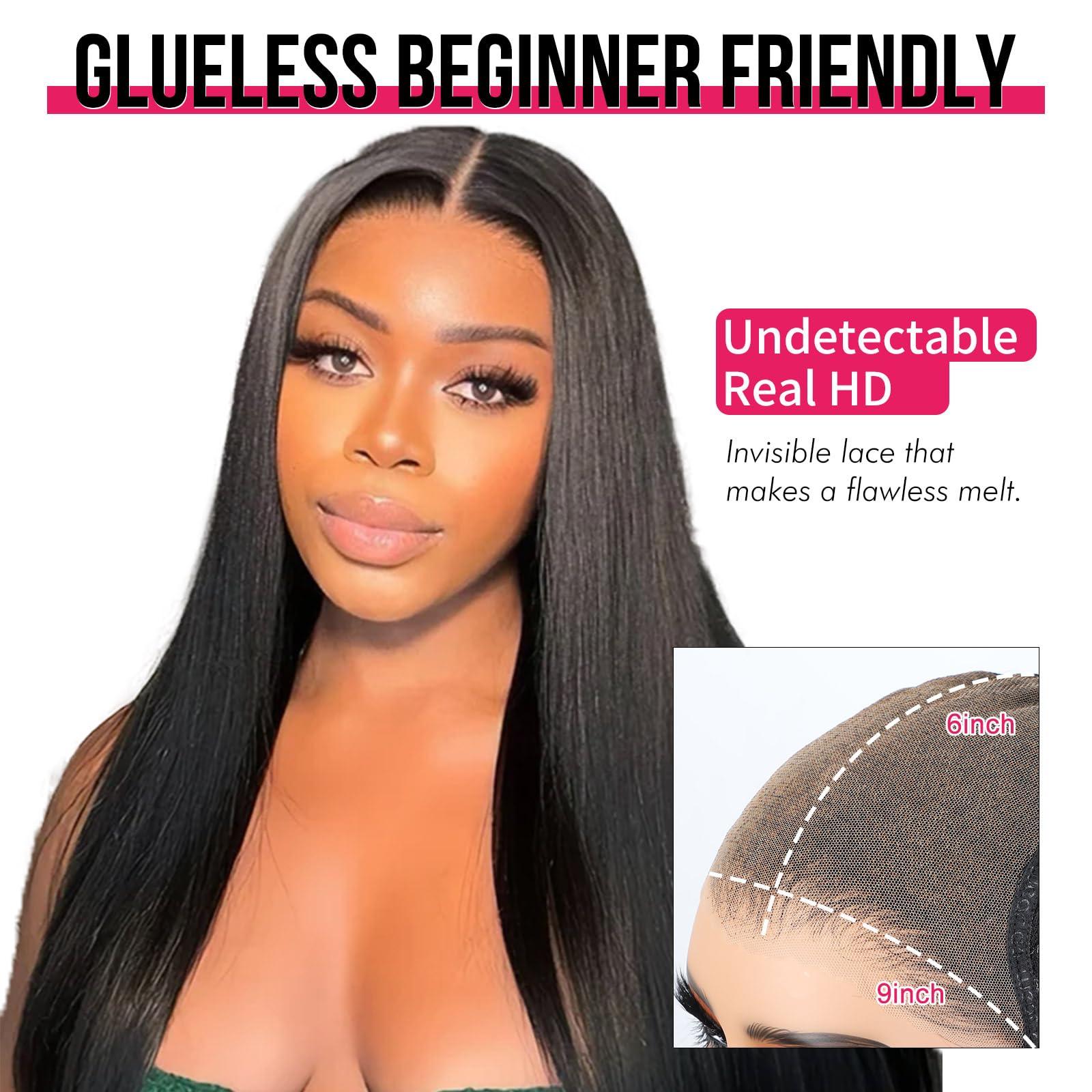 ISEE ISEE HAIR Straight Wear Go Glueless Wig Human Hair Pre Plucked Pre Cut 9x6 HD Lace Pre Bleached Tiny Knots Human Hair Wigs For Women 26 Inch