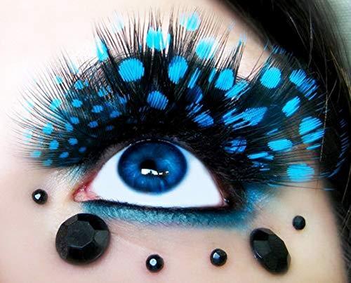 AnHua AnHua 1 Pair Long Feather False Fake Eyelashes Eye Lashes Halloween Fancy Dress Party Cosplay (Black blue)