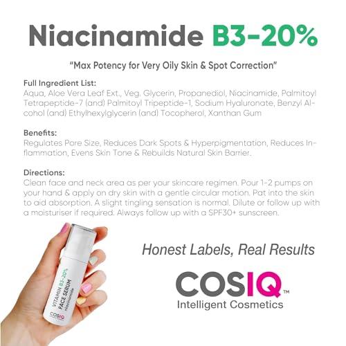 India Niacinamide Vitamin B3-20% High Dose Face Serum | Targets Acne Marks, Blemishes, Spot Correction, Damage Repair, and Hyperpigmentation | Promotes Clear, Even-Toned Skin | 30ml