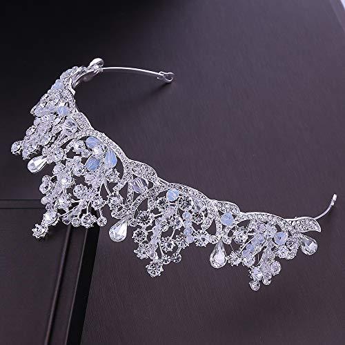 leebess Trendy Crown Bride Headband Bridal Tiaras Baroque Crystal Wedding Hair Accessories Headdress Wedding Tiara And Crown For Women (Silver)