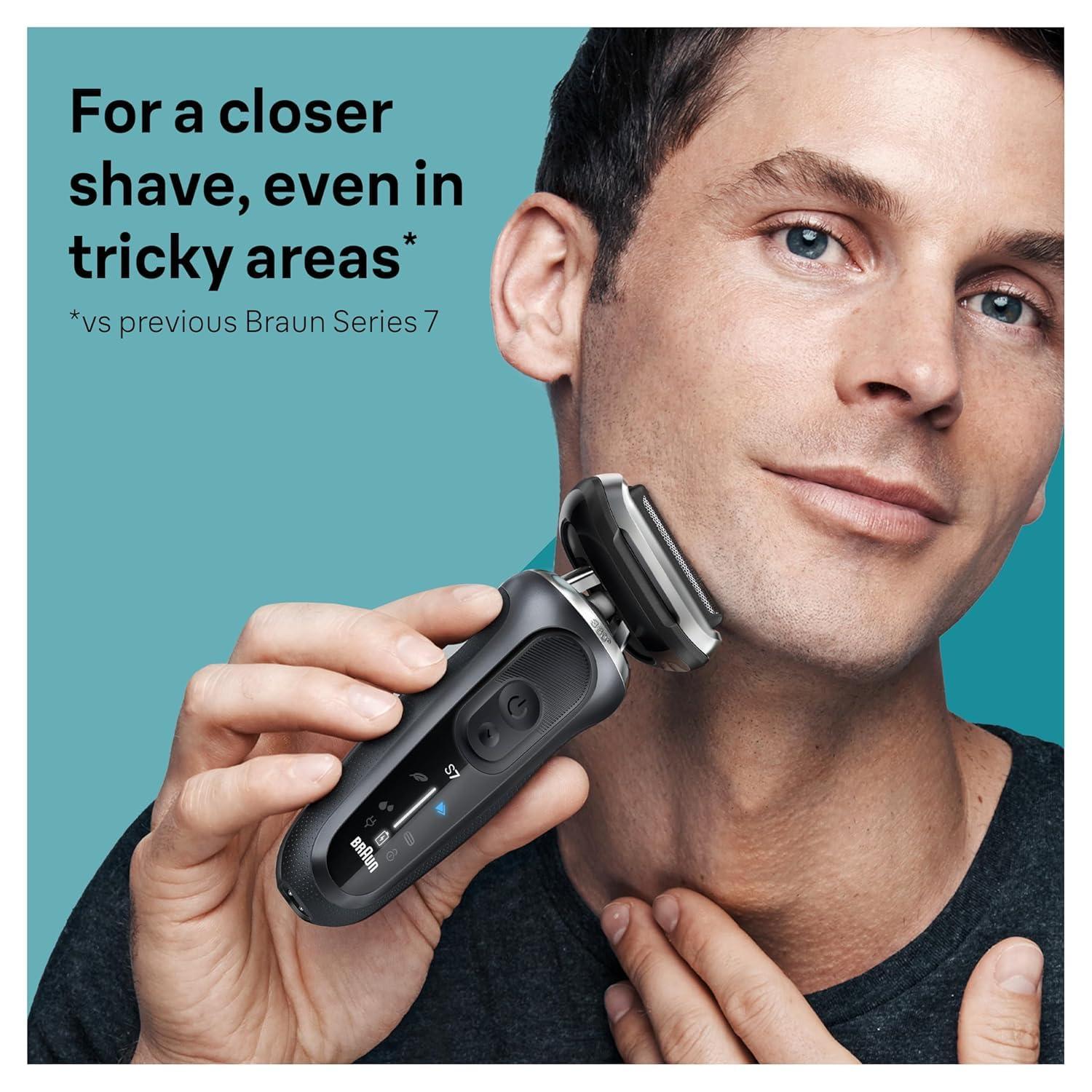 Braun Braun Series 7 Electric Shaver Replacement Head, Easily Attach Your Shaver Head for a Shave as efficient as Day one, Compatible with New Generation Series 7 Shavers, 74S, Silver