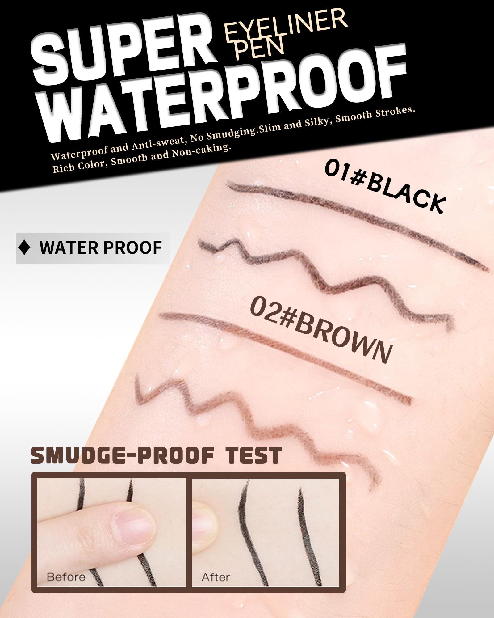 Caedelfly Gel Eyeliner Set for Mature Women Black Brown, Waterproof Smudge-proof Gel Eyeliner Pencil Long Lasting 24H Retractable Eyeliner Matte Cream Eye Makeup Pen with Sharpener for Older Women Sensitive Eye