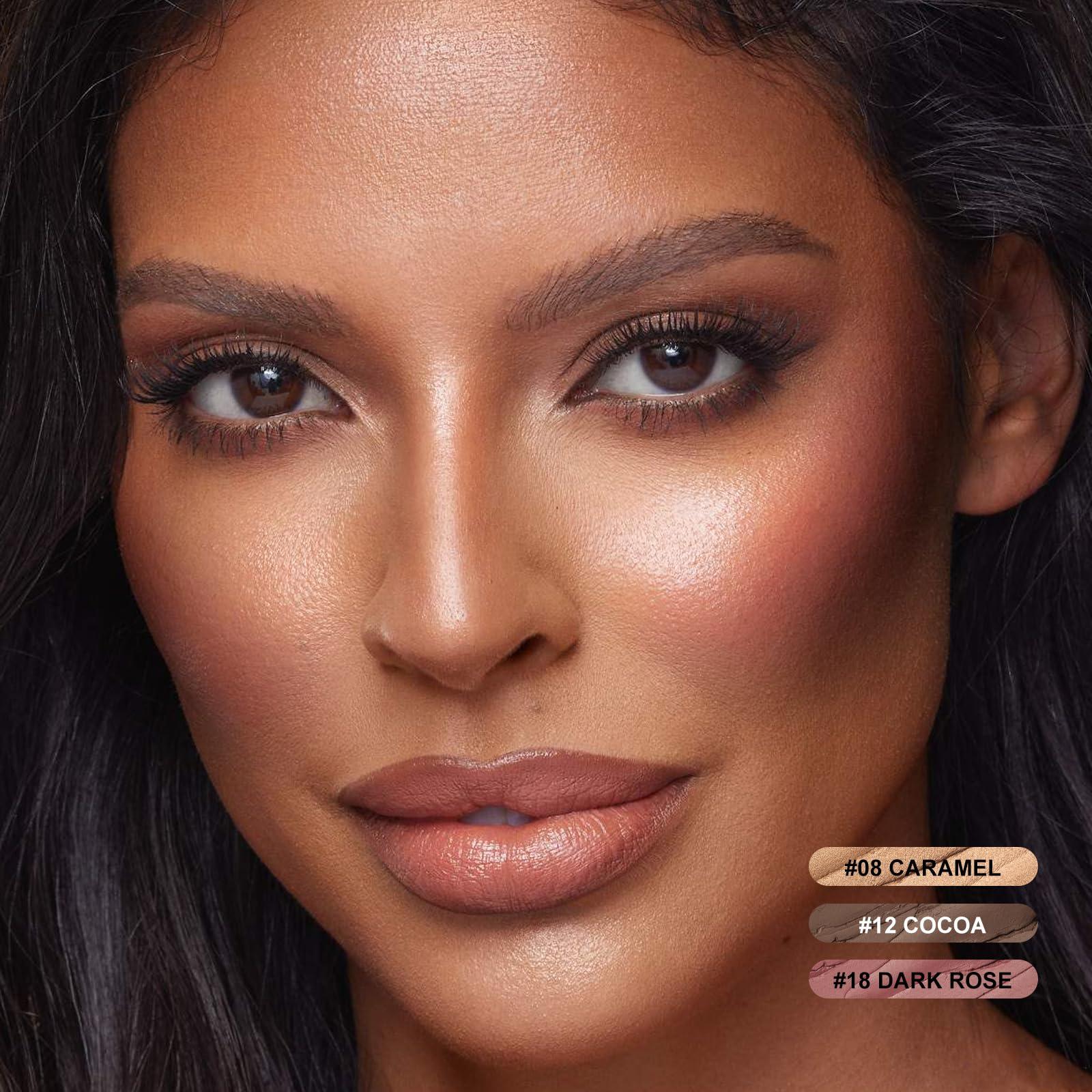 FOCALLURE FOCALLURE 3 Pcs Cream Contour Sticks,Shades with Highlighter & Bronzer & Blush,Non-greasy Long-wear Face Contouring Pen,Easy to Sculpt the Face and Create a Lightweight Finishing Makeup,MEDIUM-DEEP