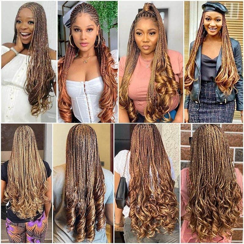 JVILO JVILO Loose Wave Spiral Curl Crochet Hair French Curl Braiding Hair 18Inchs 8Packs Synthetic Braids Ombre Pre Stretched Braiding Hair (18inch 8packs, #30)