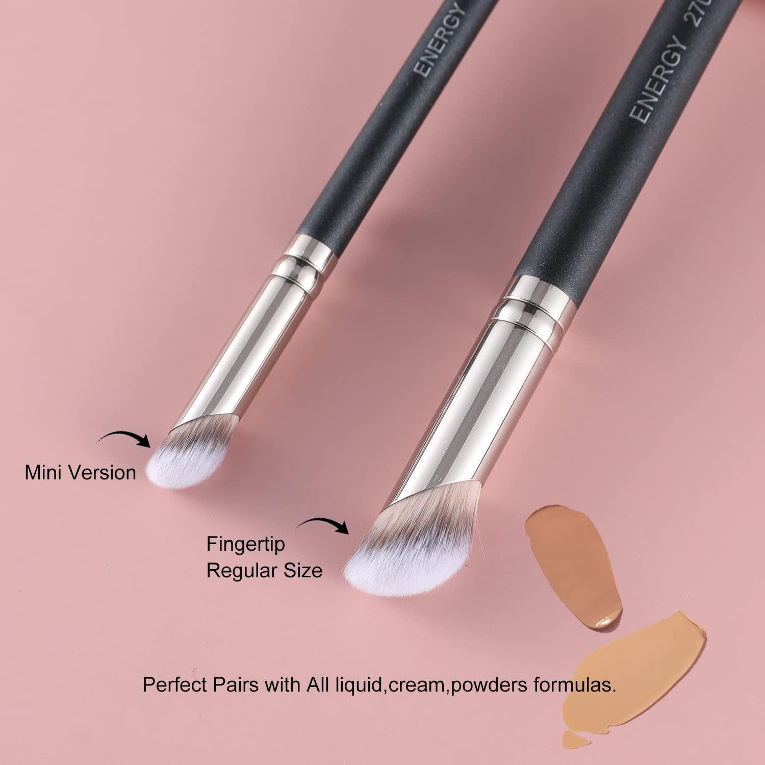 ENERGY ENERGY Foundation Brushes Set - Angled Brush & Mini Concealer Brush Premium Synthetic Eye Makeup Bushes for Blending Liquid Foundation Cream Powder Cosmetics 270S/370S
