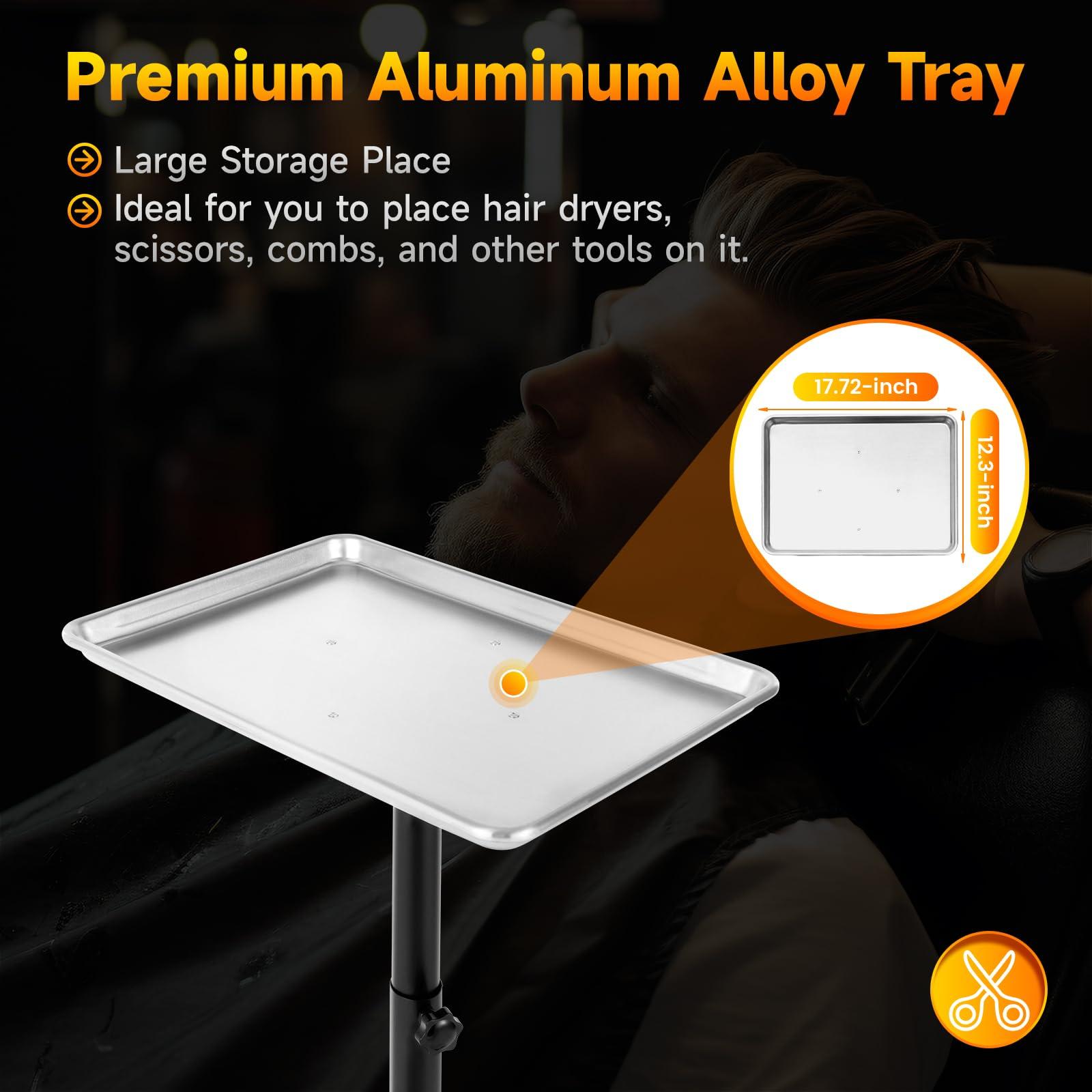 DYRABREST Professional Mobile Beauty Trolley Cart - Aluminum Salon Tray with Silent Wheels, Multi-Functional Rolling Station for Tattoo, Hairdressing & Nail Salon Equipment Storage, (Sliver)