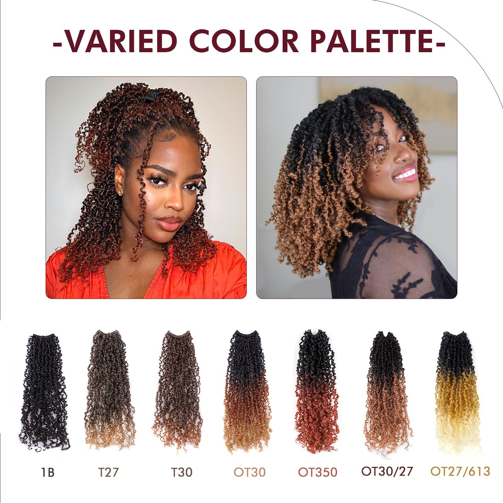 GIX GIX Yanky Twist Crochet Hair - 16 Inch 2 Packs (60 Strands) Ombre Brown Pre-twisted Fluffy Spring Mini Twist Short Passion Twist, Pre-Looped Crochet Braids Braiding Hair (16 Inch, OT30-2P)